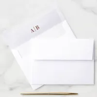 Modern Minimalist Dark Terracotta Wedding Monogram Envelope Liner