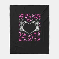 Skeleton Hand Heart Valentines Day Funny Viral Fleece Blanket