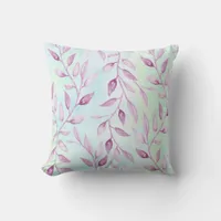 Watercolor Purple Leaf Vine Throw Pillow