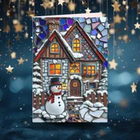 Pretty Mosaic Tile and Stained Glass Christmas Card