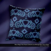 Moon Magic Stars Hearts Celestial Love Dark Blue Throw Pillow