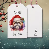 Shih Tzu Dog in Santa Hat Christmas Gift Tags