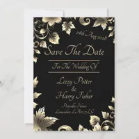 Elegant Black and Gold Floral Range Save The Date