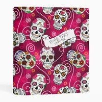 Sugar Skulls and Swirls Rose Red ID725 Mini Binder