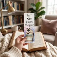 Just One More Chapter Siamese Cat Watercolor Bookmarks