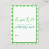 Green Gingham Diaper Raffle  Enclosure Card