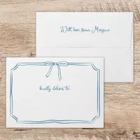 Handwritten Coquette Whimsical Bow Dusty Blue Envelope