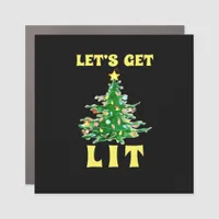 Let's Get Lit Funny Christmas Drinking Classic Car Magnet
