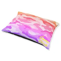 Girly Camouflage Pastels Monogram in Yellow | Pet Bed