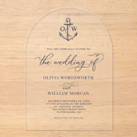 Nautical Anchor Monogram Wedding Arch Acrylic Invitations