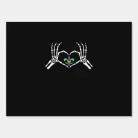 Skeleton Hand Heart Mardi Gras Vibrant Expression Sign