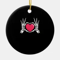 Skeleton Hand Heart Halloween Ceramic Ornament