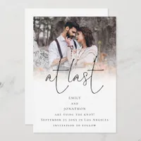 At Last Script Photo Overlay QR Code Wedding  Save The Date