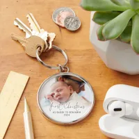  First Christmas As Daddy Name Photo Overlay Keychain