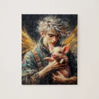 Fairy With Baby Pig Jigsaw Puzzle