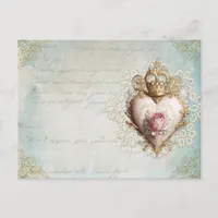 Crowned Heart Vintage Collage Postcard