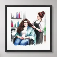 Modern Woman at a hair Salon Framed Art