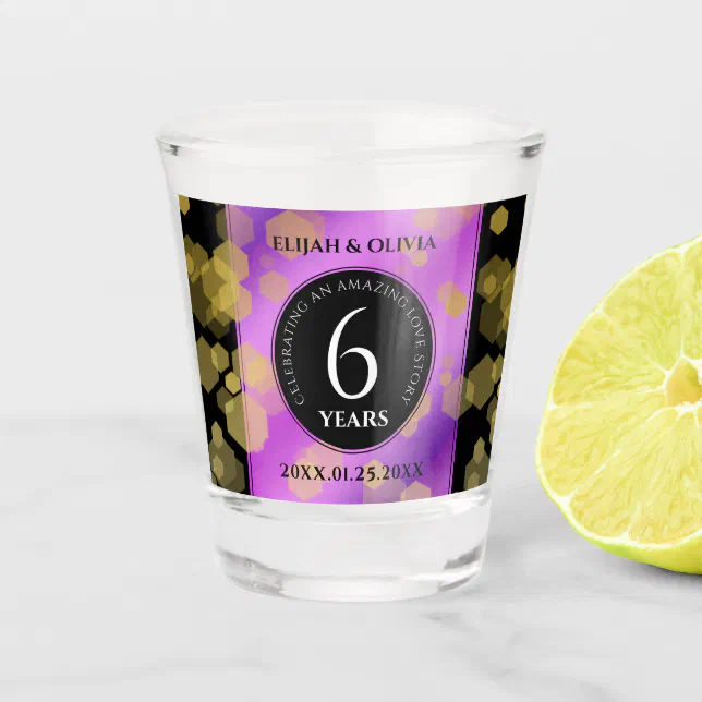 Elegant 6th Amethyst Wedding Anniversary Shot Glass