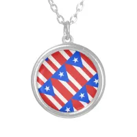 Puerto Rico Flag Silver Plated Necklace