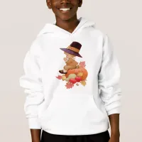 Vintage Pilgrim Boy Praying on Pumpkin Hoodie