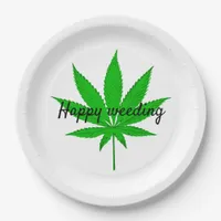 Happy Weeding Wedding Pun Paper Plates