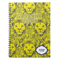 Gahanna Lions Retro Pattern Blue Yellow Spiral  Notebook