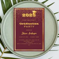 Graduation Party burgundy gold 2025 Invitation