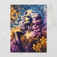 Gorgeous Drag Queen in Flowers Postcard