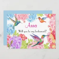 Wedding Hummingbird Floral Be My Bridesmaid? Invitation