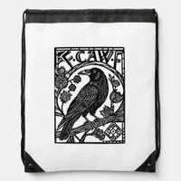 Retro F Caw F Crow Funny Saying Meme Design Drawstring Bag