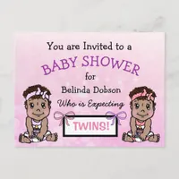 Cute Ethnic Twin Girls Baby Shower Invitations
