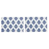 Stylish Navy Blue and White Damask Patterned Pillow Case