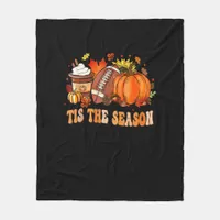 Pumpkin Spice Football Tis The Season Fleece Blanket