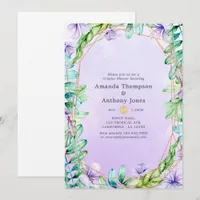 Lavender and Gold Floral Geometric Couples Shower Invitation