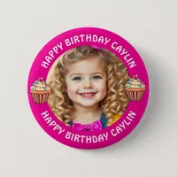 Personalized Name and Photo Birthday   Button