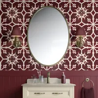 Crimson Harmony - Burgundy & Cream - Sophisticated Wallpaper