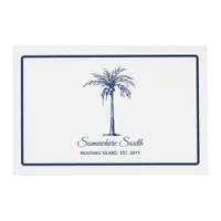 Elegant Blue Palm Tree Personalized Placemat
