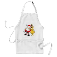 Santa With Deer Adult Apron