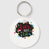 Let's Get Lit Funny Christmas Drinking Lights Sant Keychain
