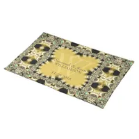 Medieval Black Gold Baroque Personalized Wedding Cloth Placemat