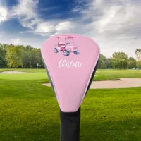 Pink cart monogram script golf head cover