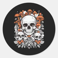 Whimsigoth Skulls & Mushrooms Vintage Botanical Ae Classic Round Sticker