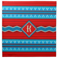 Southwest River Canyon Red Turquoise Monogrammed Cloth Napkin