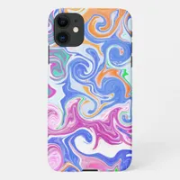 Blue, Orange, Purple Fluid Art   iPhone 11 Case