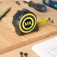 Monogram Initials Yellow Black Handyman Business  Tape Measure