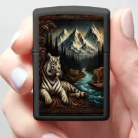 White Tiger Dreams of Mountains Zippo Lighter