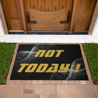 Gold "NOT TODAY!" with Silver Glitter on Black |  Doormat