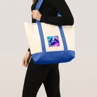 Monogram Blue & Purple Dolphins Ocean | Tote Bag