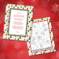 Santa Letter & Coloring Page Paper Sheet