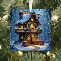 Whimsical Santa's Workshop Christmas Personalized Metal Ornament